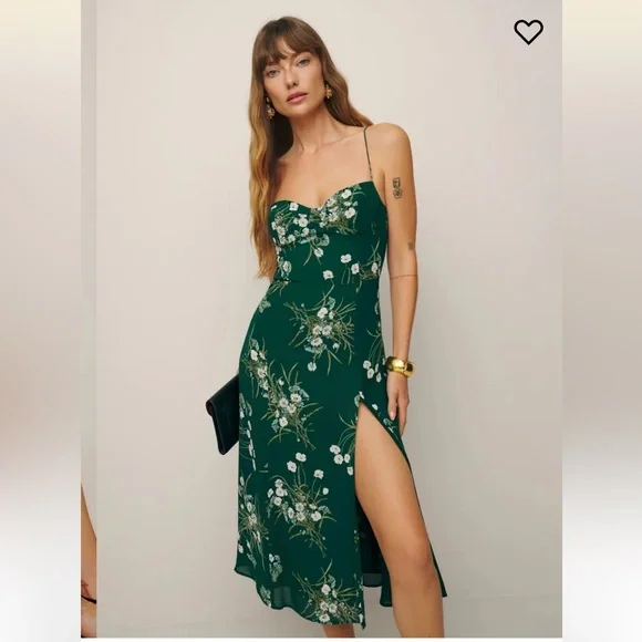 reformation floral green dress Reformation Green Mini Dress (S/M) – Revival main image 1